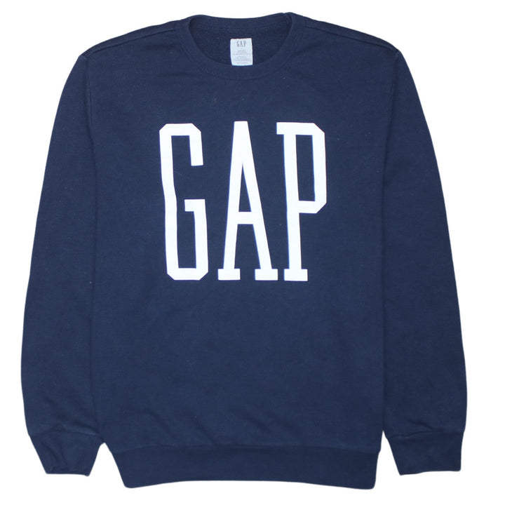 GAP Women Navy Blue Logo Crew Neck Pullover Sweatshirt L