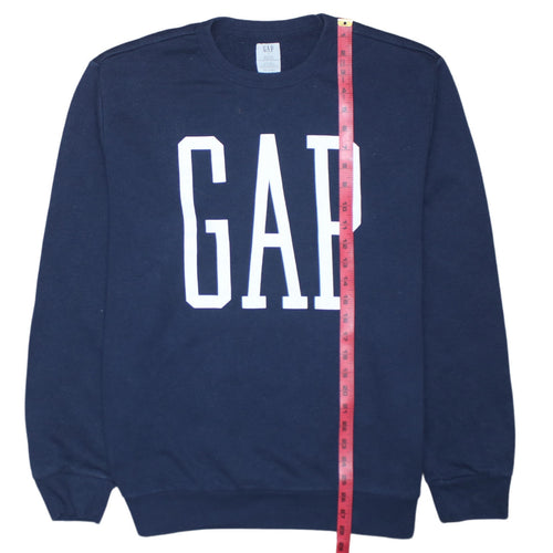 GAP Women Navy Blue Logo Crew Neck Pullover Sweatshirt L