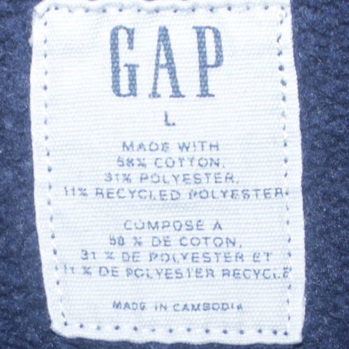 GAP Women Navy Blue Logo Crew Neck Pullover Sweatshirt L