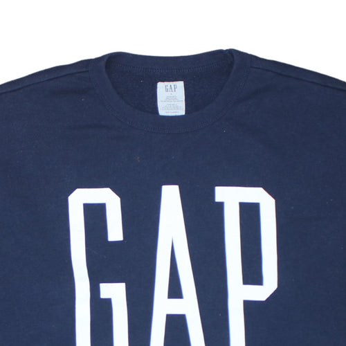 GAP Women Navy Blue Logo Crew Neck Pullover Sweatshirt L