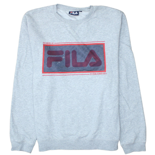 Fila Mens Grey Graphic Logo Pullover Sweatshirt Size L
