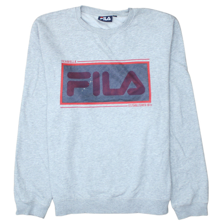 Fila Mens Grey Graphic Logo Pullover Sweatshirt Size L