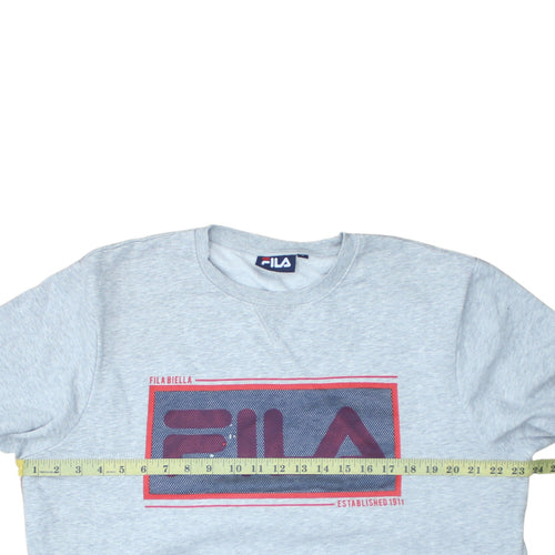 Fila Mens Grey Graphic Logo Pullover Sweatshirt Size L