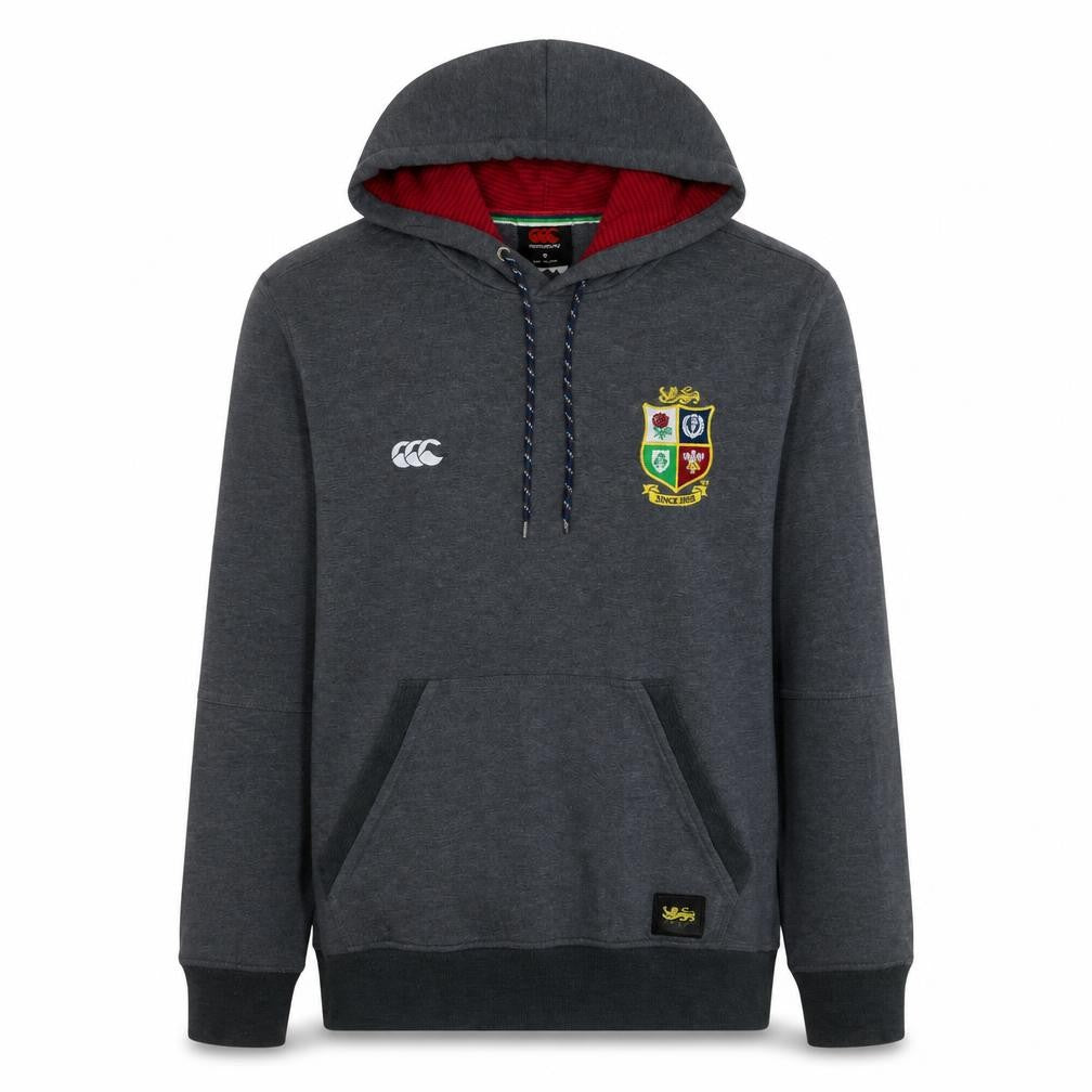 Front view of Canterbury Men's Grey Pullover Rugby Hoodie, size S, Embroidered Logo