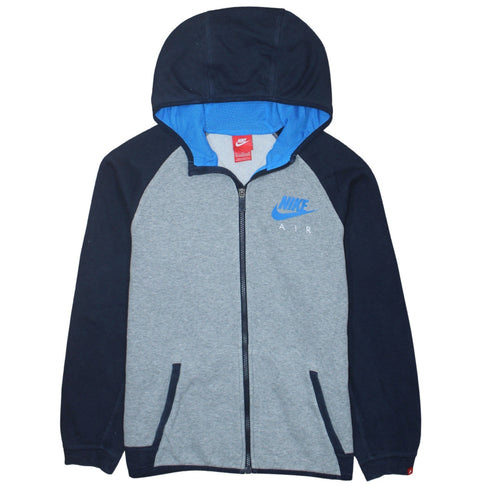 Nike Boys Grey Full Zip Hoodie XL 13-15 Years Fleece Colourblock Sportswear