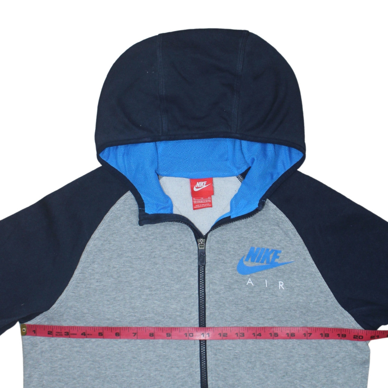 Nike Boys Grey Full Zip Hoodie XL 13-15 Years Fleece Colourblock Sportswear