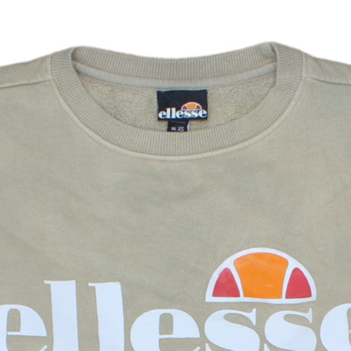 Ellesse Men's Beige XS Crew Neck Logo Sweatshirt
