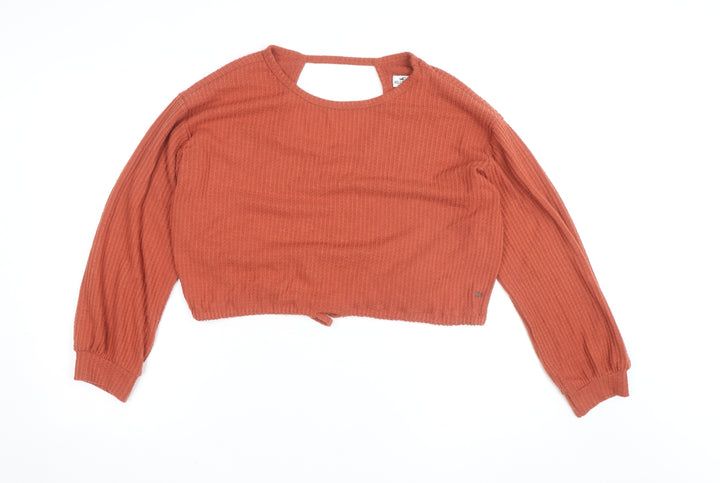 Hollister Womens Brown Cropped Long Sleeve Knit Top XS