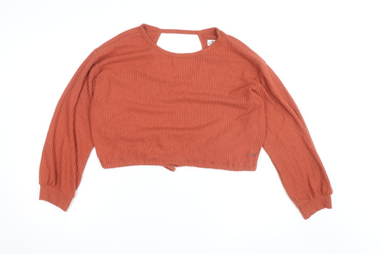 Hollister Womens Brown Cropped Long Sleeve Knit Top XS