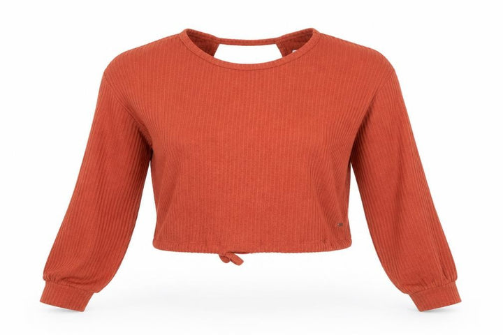 Hollister Womens Brown Cropped Long Sleeve Knit Top XS