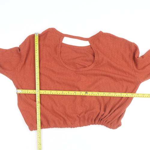 Hollister Womens Brown Cropped Long Sleeve Knit Top XS