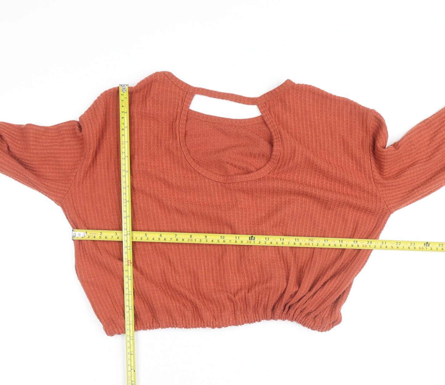 Hollister Womens Brown Cropped Long Sleeve Knit Top XS