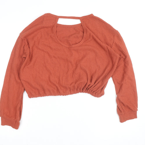 Hollister Womens Brown Cropped Long Sleeve Knit Top XS