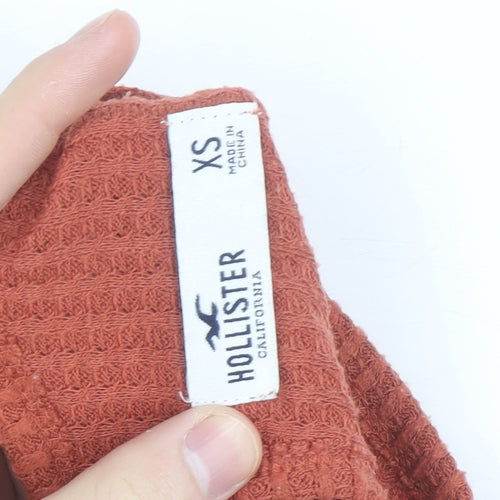Hollister Womens Brown Cropped Long Sleeve Knit Top XS