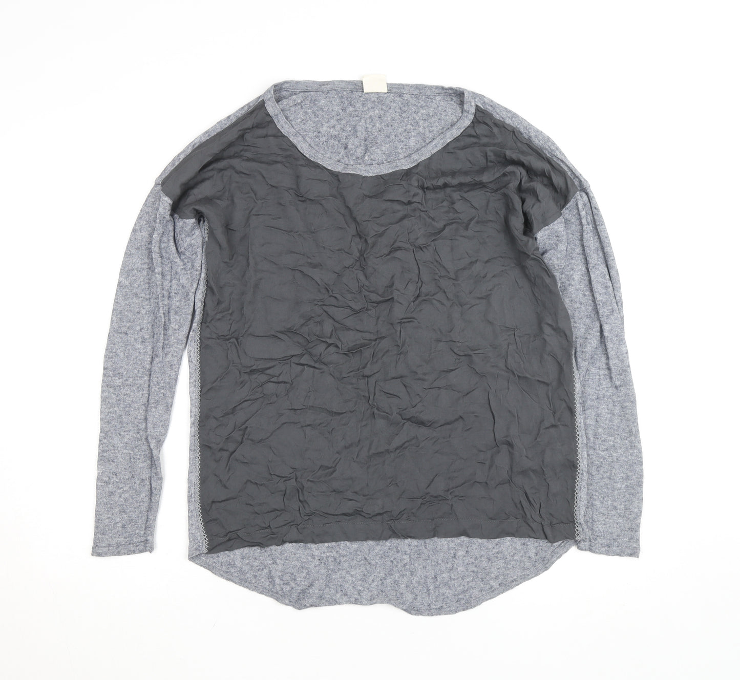 Yaya Men's Grey Long Sleeve Casual Top Large Cotton Blend