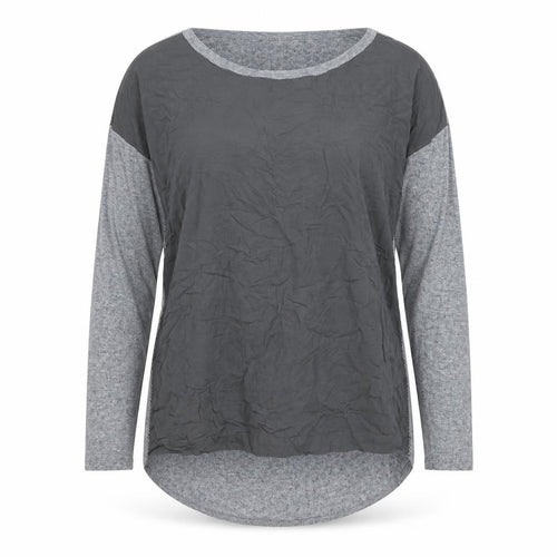 Yaya Men's Grey Long Sleeve Casual Top Large Cotton Blend