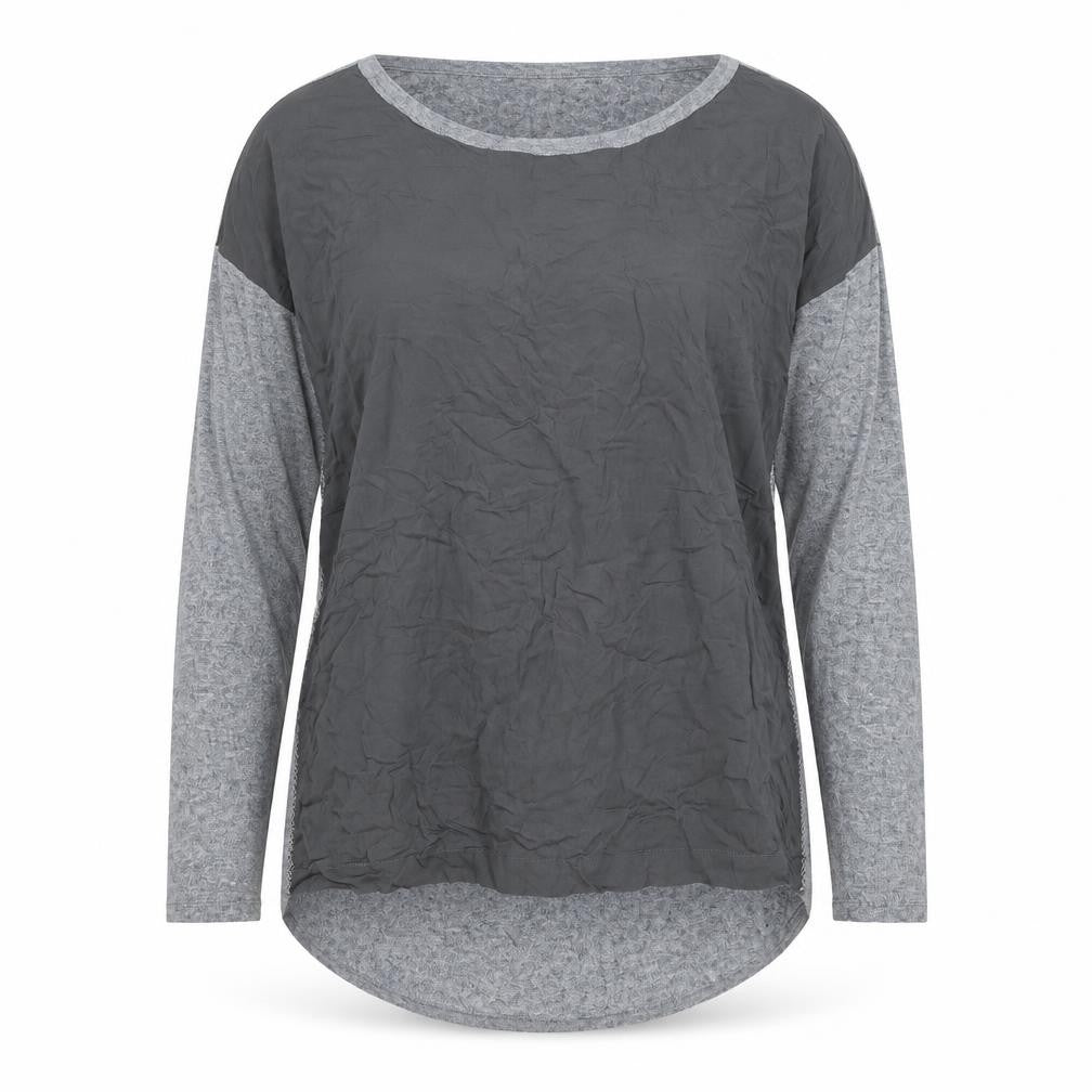 Yaya Men's Grey Long Sleeve Casual Top Large Cotton Blend
