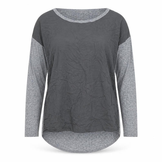 Front view of Yaya Men's Grey Long Sleeve Casual Top Large Cotton Blend