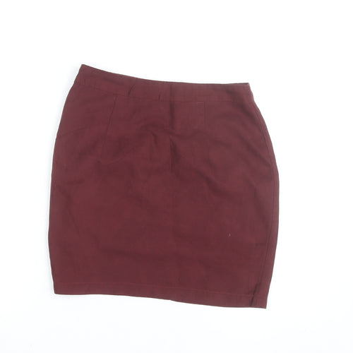 Boohoo Women Red Cotton Stretch Pencil Mini Skirt Size 8