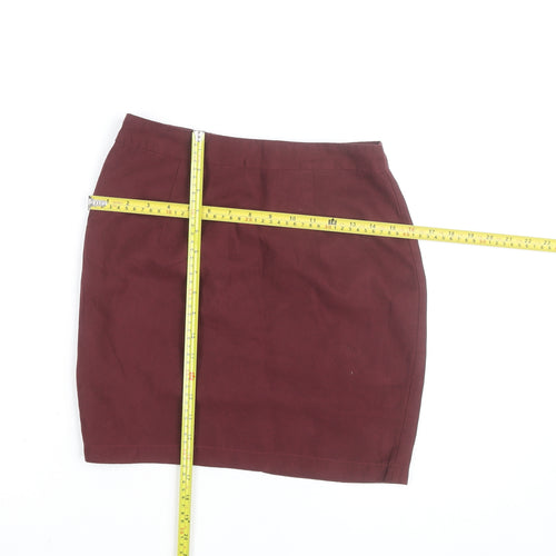 Boohoo Women Red Cotton Stretch Pencil Mini Skirt Size 8