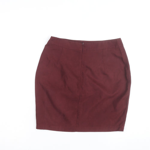 Boohoo Women Red Cotton Stretch Pencil Mini Skirt Size 8