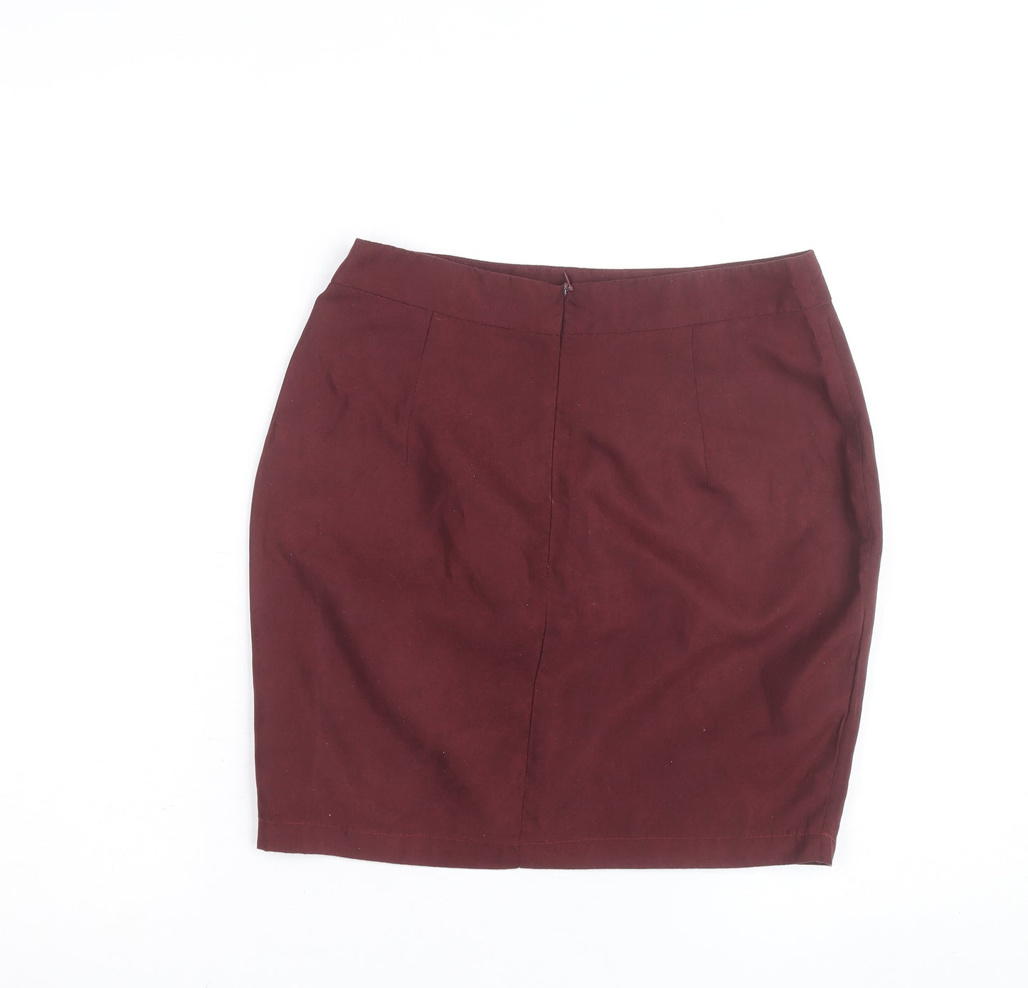 Boohoo Women Red Cotton Stretch Pencil Mini Skirt Size 8