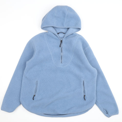 Dunnes Men's Blue Fleece Hooded Half Zip Active Jacket Size M