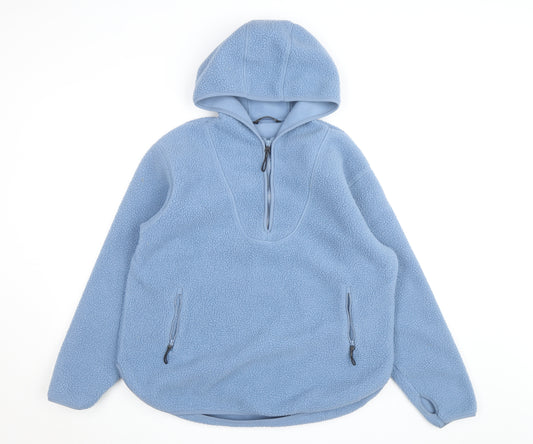 Dunnes Men's Blue Fleece Hooded Half Zip Active Jacket Size M