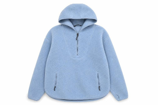 Dunnes Men's Blue Fleece Hooded Half Zip Active Jacket Size M