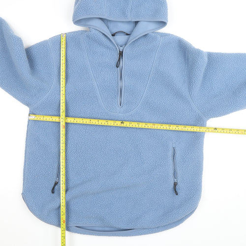 Dunnes Men's Blue Fleece Hooded Half Zip Active Jacket Size M