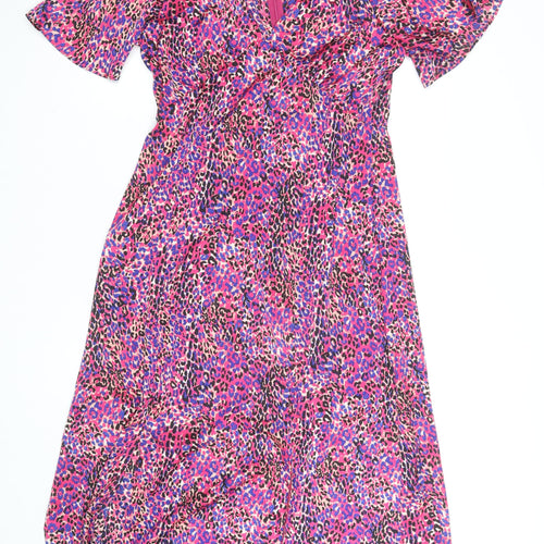 Girl In Mind Women's Multicoloured Animal Print Midi Wrap Dress Size 10