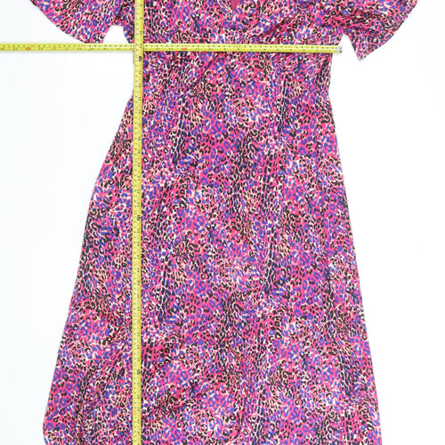Girl In Mind Women's Multicoloured Animal Print Midi Wrap Dress Size 10