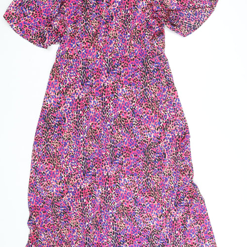 Girl In Mind Women's Multicoloured Animal Print Midi Wrap Dress Size 10