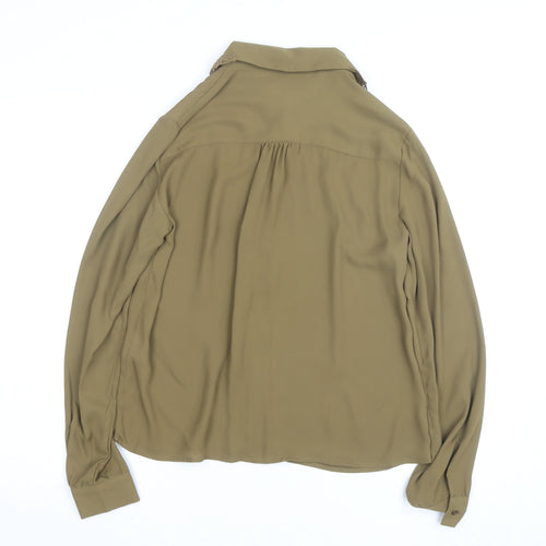 Vero Moda Women Green Collared Long Sleeve Woven Blouse Size S