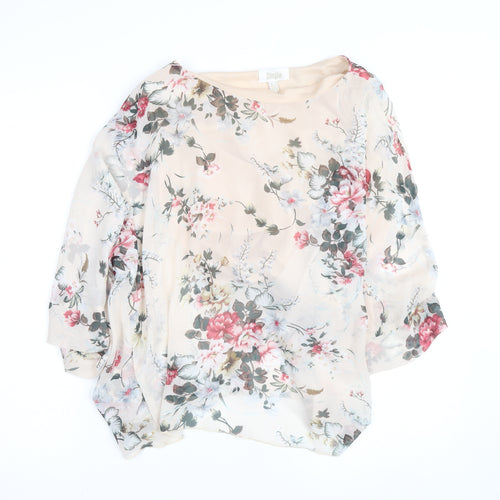 Stella Morgan Women Beige Floral Chiffon 3/4 Sleeve Tunic Blouse UK 10