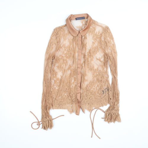 Marks and Spencer Women’s Beige Lace Collared Blouse Size 10