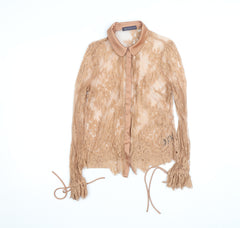 Marks and Spencer Women’s Beige Lace Collared Blouse Size 10