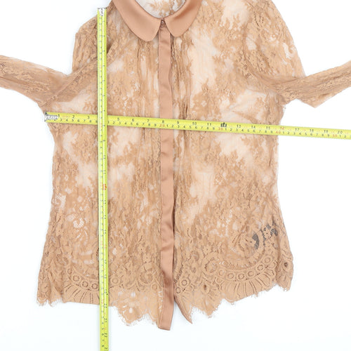 Marks and Spencer Women’s Beige Lace Collared Blouse Size 10