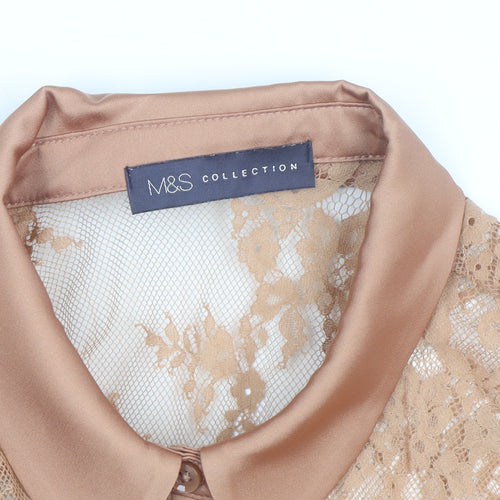Marks and Spencer Women’s Beige Lace Collared Blouse Size 10