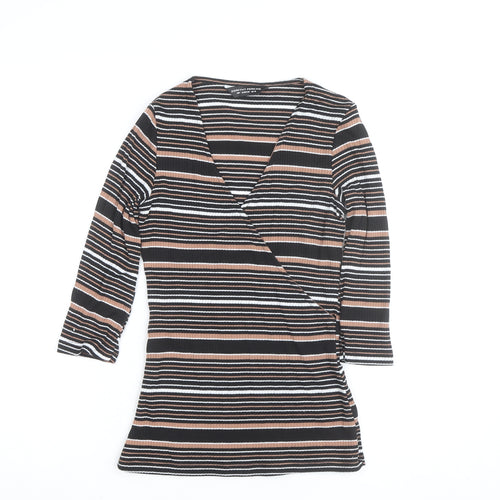 Dorothy Perkins Women's Multicoloured Stripe Wrap Top UK 10