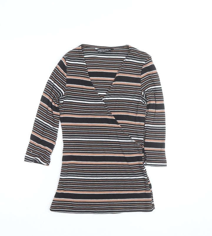 Dorothy Perkins Women's Multicoloured Stripe Wrap Top UK 10