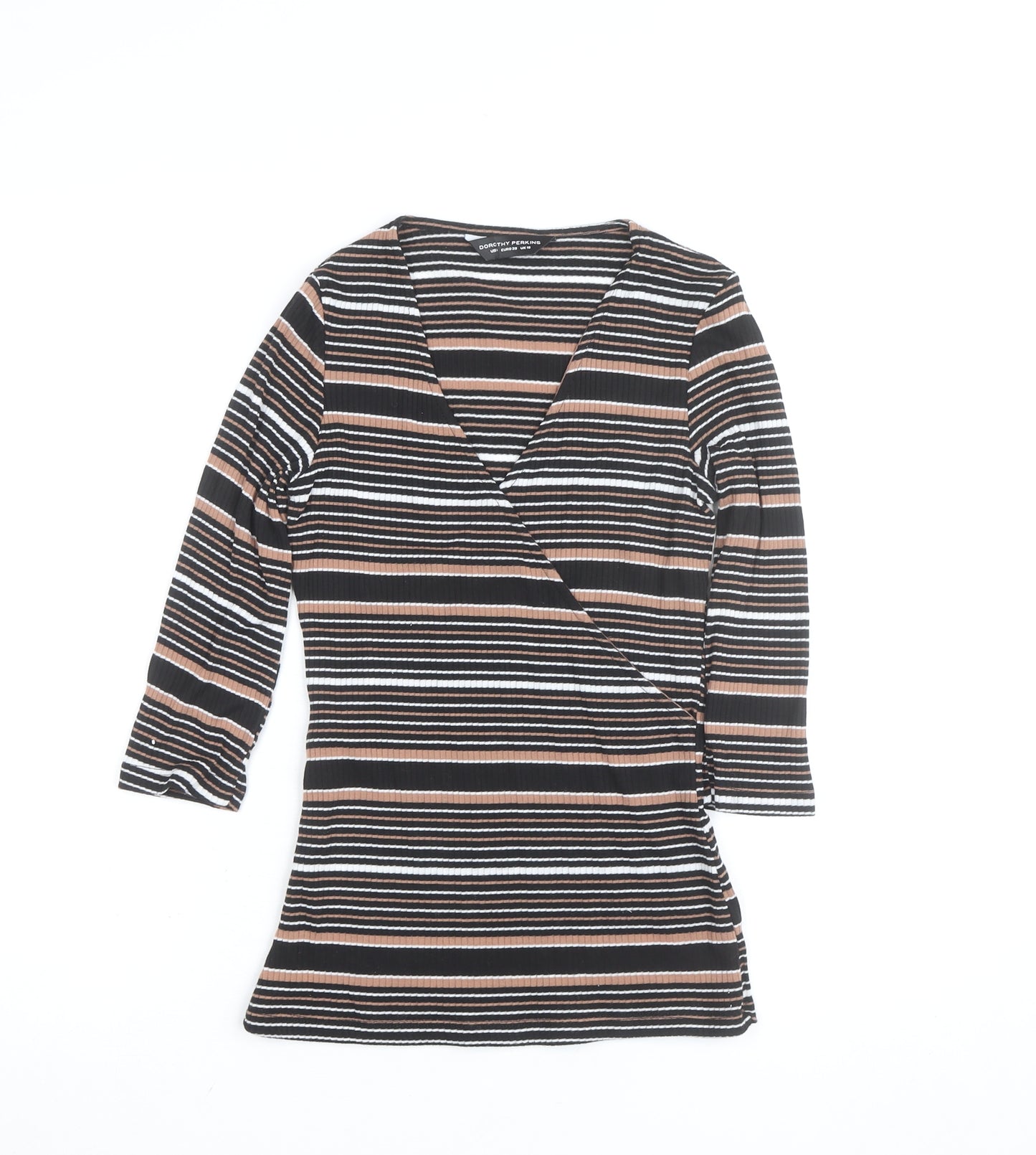 Dorothy Perkins Women's Multicoloured Stripe Wrap Top UK 10