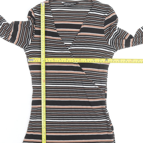 Dorothy Perkins Women's Multicoloured Stripe Wrap Top UK 10