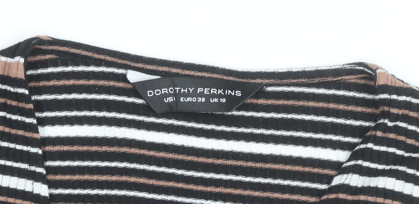 Dorothy Perkins Women's Multicoloured Stripe Wrap Top UK 10