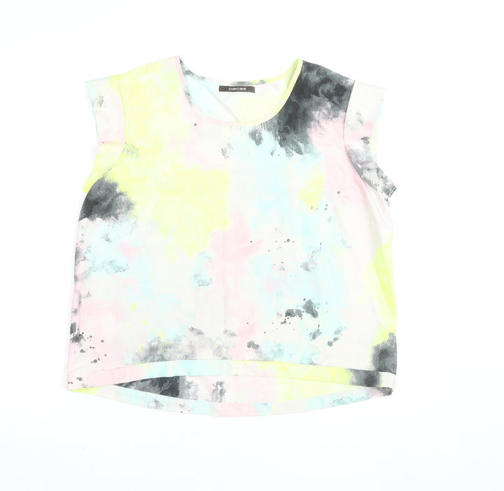 Pieces Women's Multicoloured Sleeveless Round Neck T-Shirt Size M
