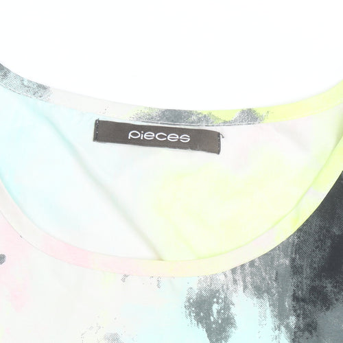 Pieces Women's Multicoloured Sleeveless Round Neck T-Shirt Size M