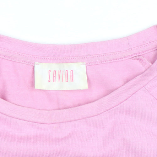 Savida Women's Pink Studded Short Sleeve Cotton T-Shirt Size 10