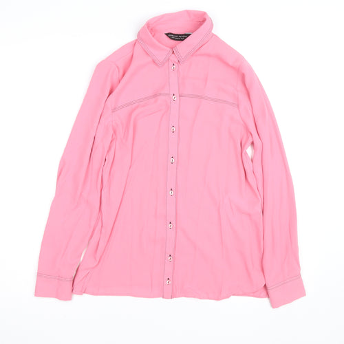 Dorothy Perkins Women Pink Size 10 Button-Up Long Sleeve Shirt