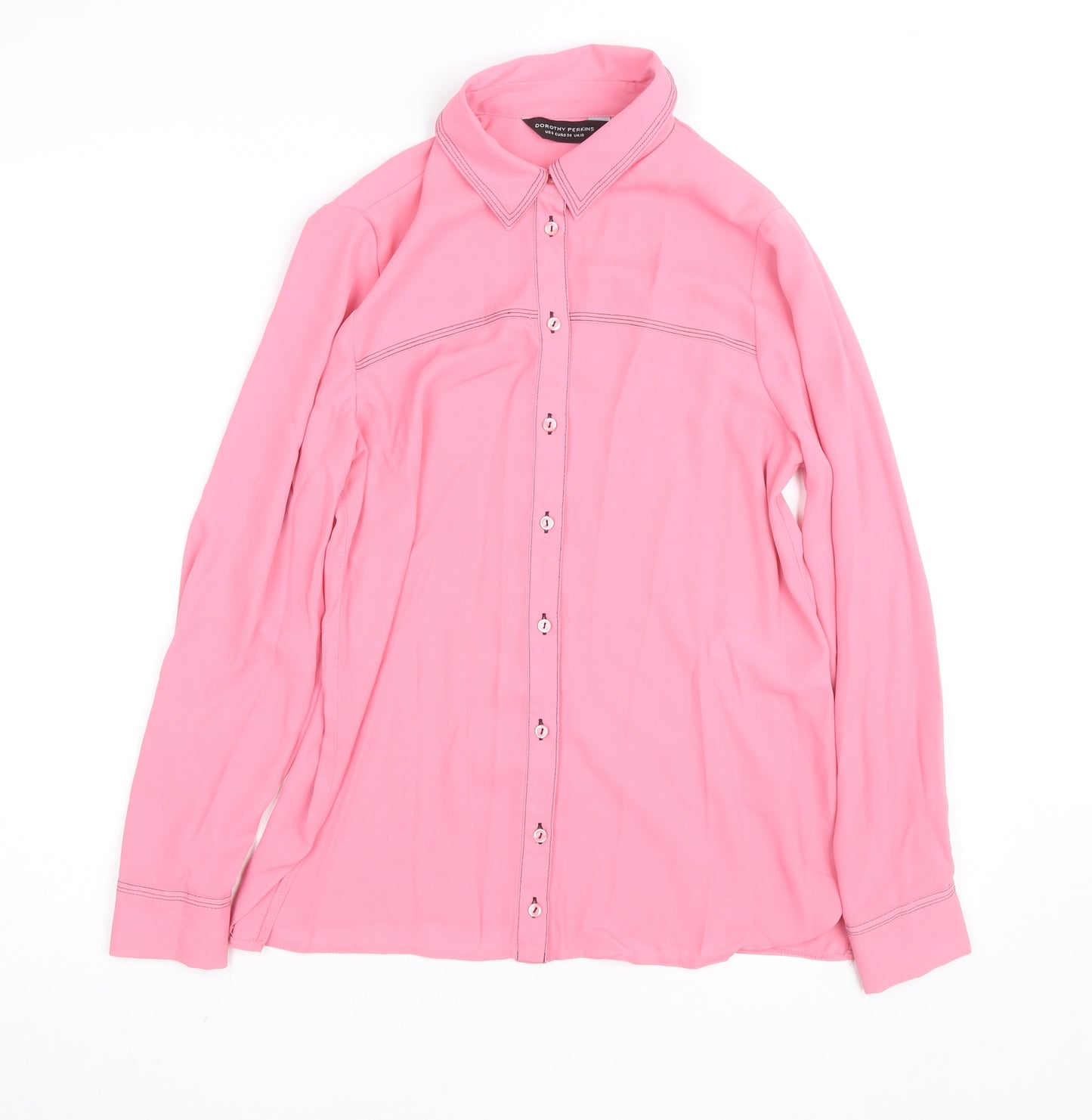 Dorothy Perkins Women Pink Size 10 Button-Up Long Sleeve Shirt