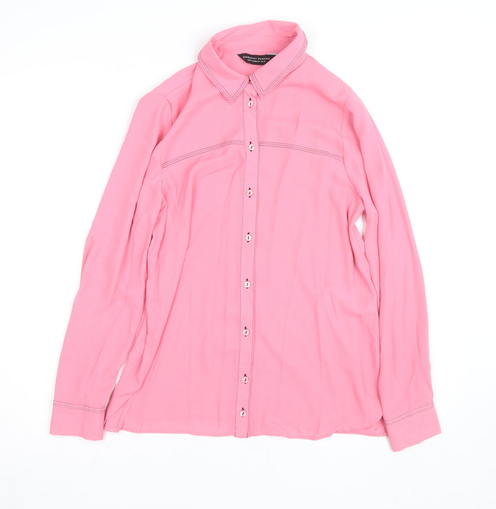 Dorothy Perkins Women Pink Size 10 Button-Up Long Sleeve Shirt